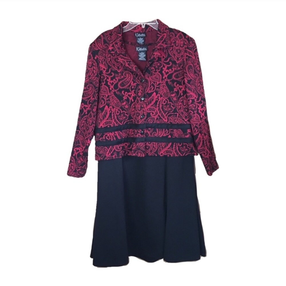 K Studio Collection 2 piece Abstract Red Dress